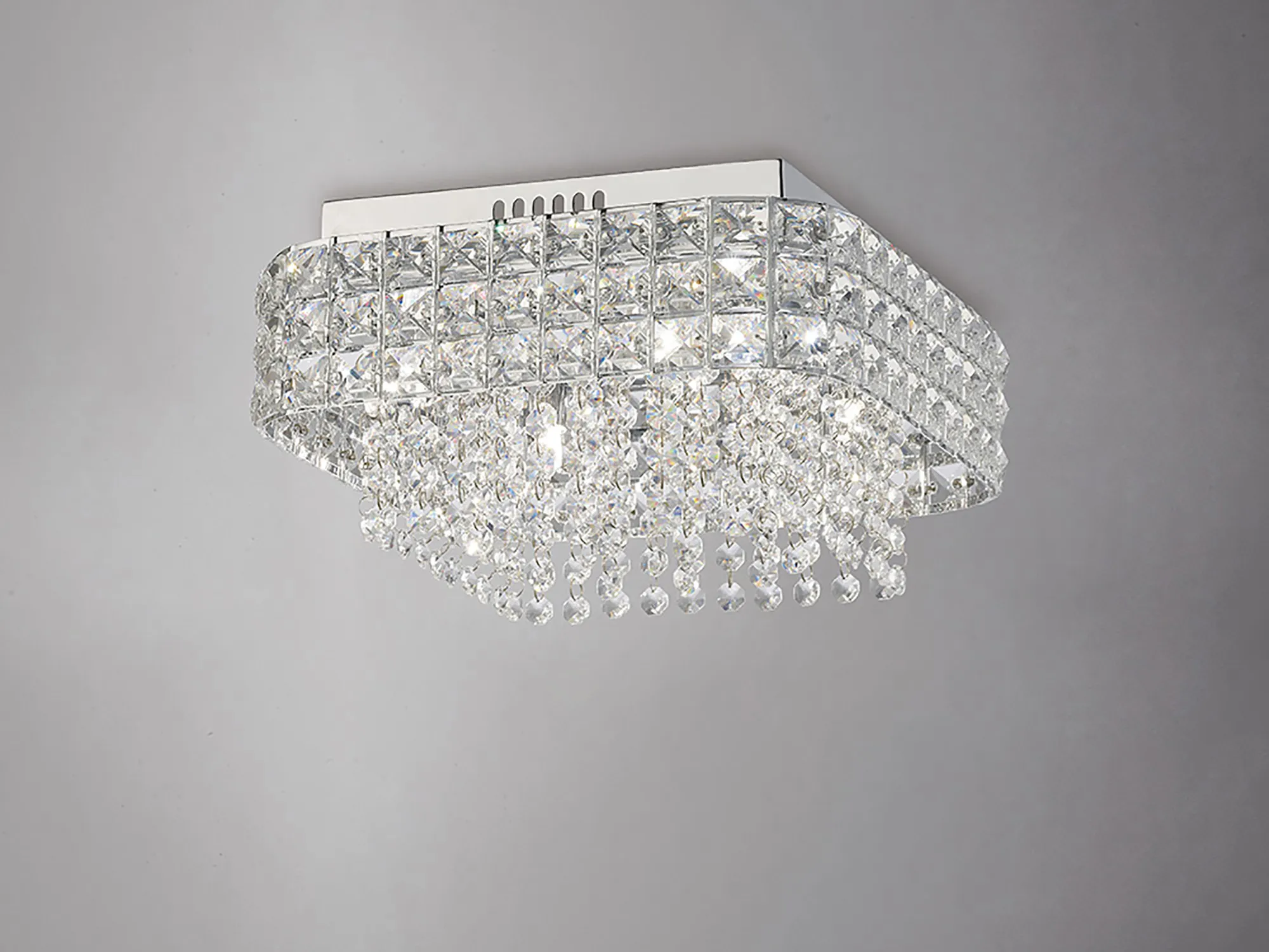 Edison Crystal Ceiling Lights Diyas Ringed & Square Crystal Fittings